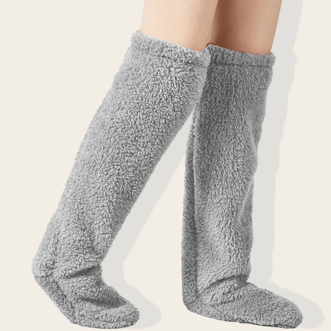 Fuzzy Socks Grey-tuya